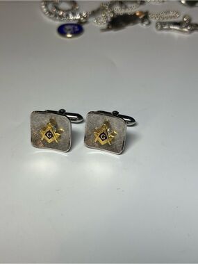 Sterling Silver and Gold Filled Masonic Square & Compass Cufflinks - Men's